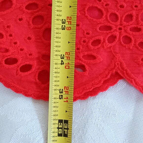 Cupcakes and Cashmere 100% Cotton Eyelet Dress One-shoulder Lined Side Zip M Red - Picture 14 of 17